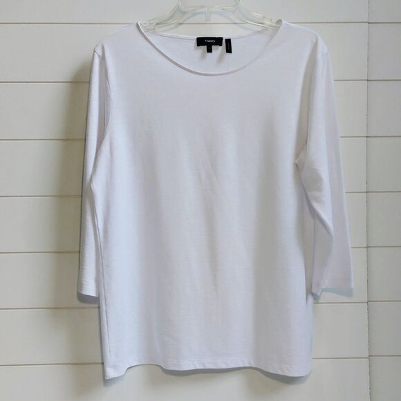 Theory Maas Atmos Light Top Shirt Women's Large White Minimalist 3/4 Sleeve - Picture 2 of 9